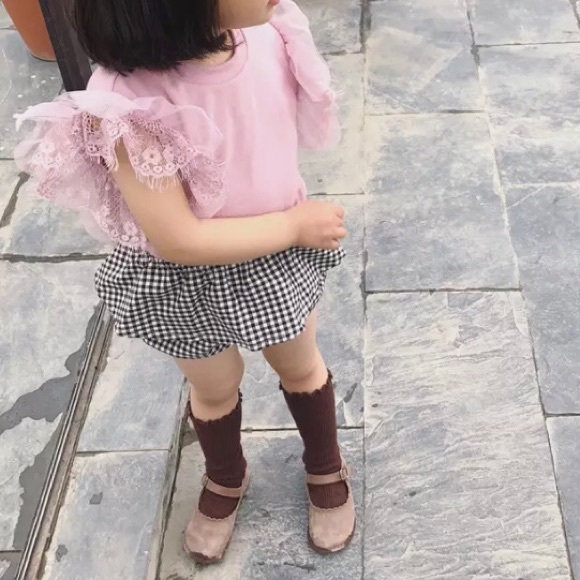 NWT Beautiful PINK Lace Short Sleeve T shirt Girls - Picture 5 of 6